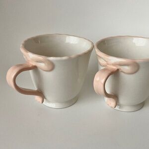 Anthropologie Benedita Bow Stoneware Mug SET OF 2 BRAND NEW IN A BOX